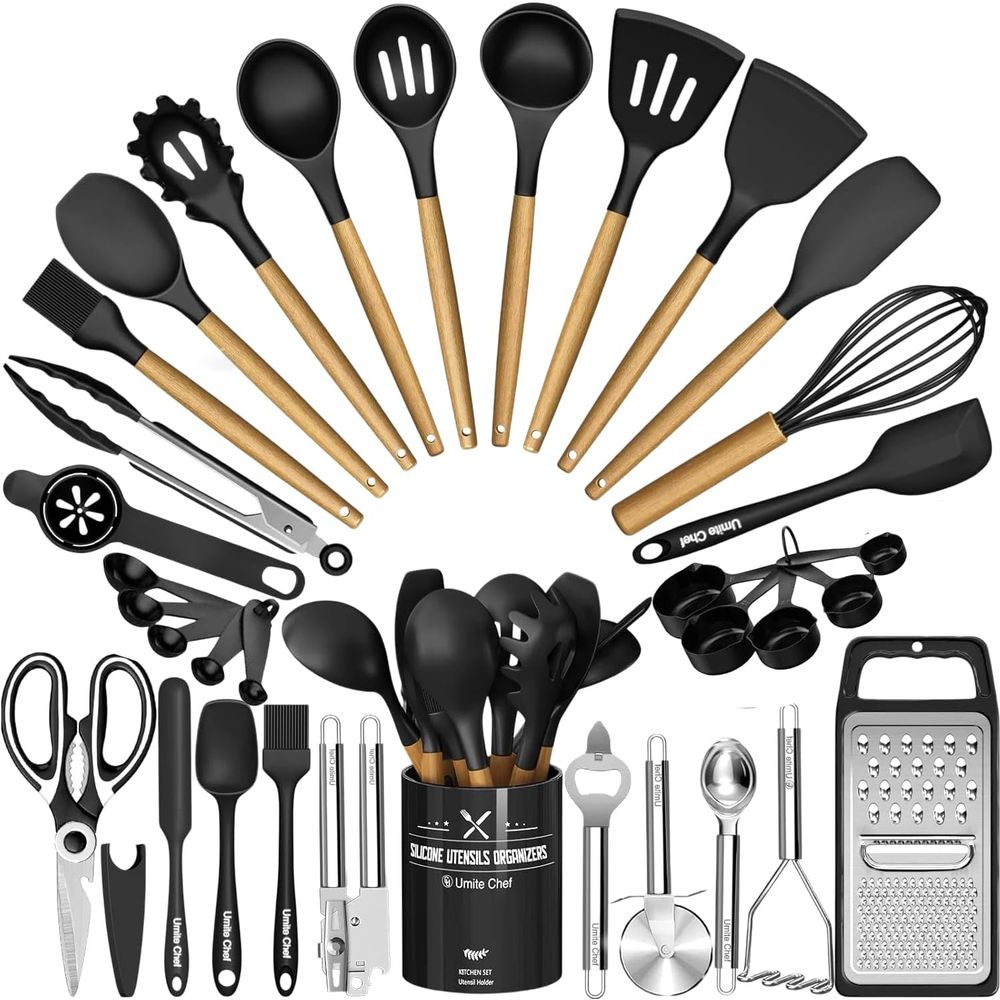 Kitchen Utensil Holder - Kitchen Utensils Set - 34PCS Silicone