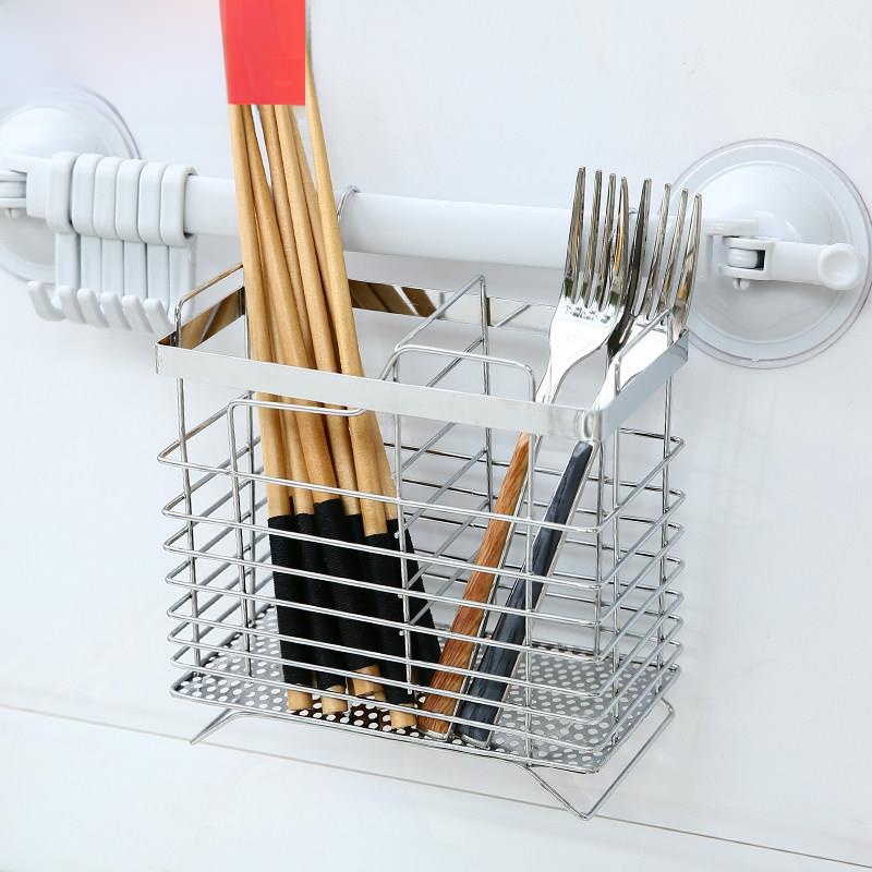 Kitchen Utensil Holder - 304 Stainless Steel Wall-Mounted Chopsticks Holder