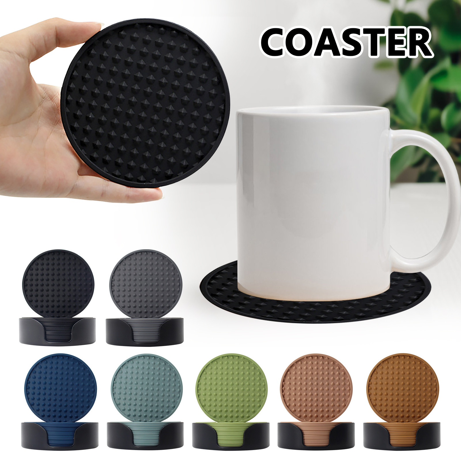Kitchen Gadgets Set - 6pcs Non-Slip Silicone Drinking Coaster Set