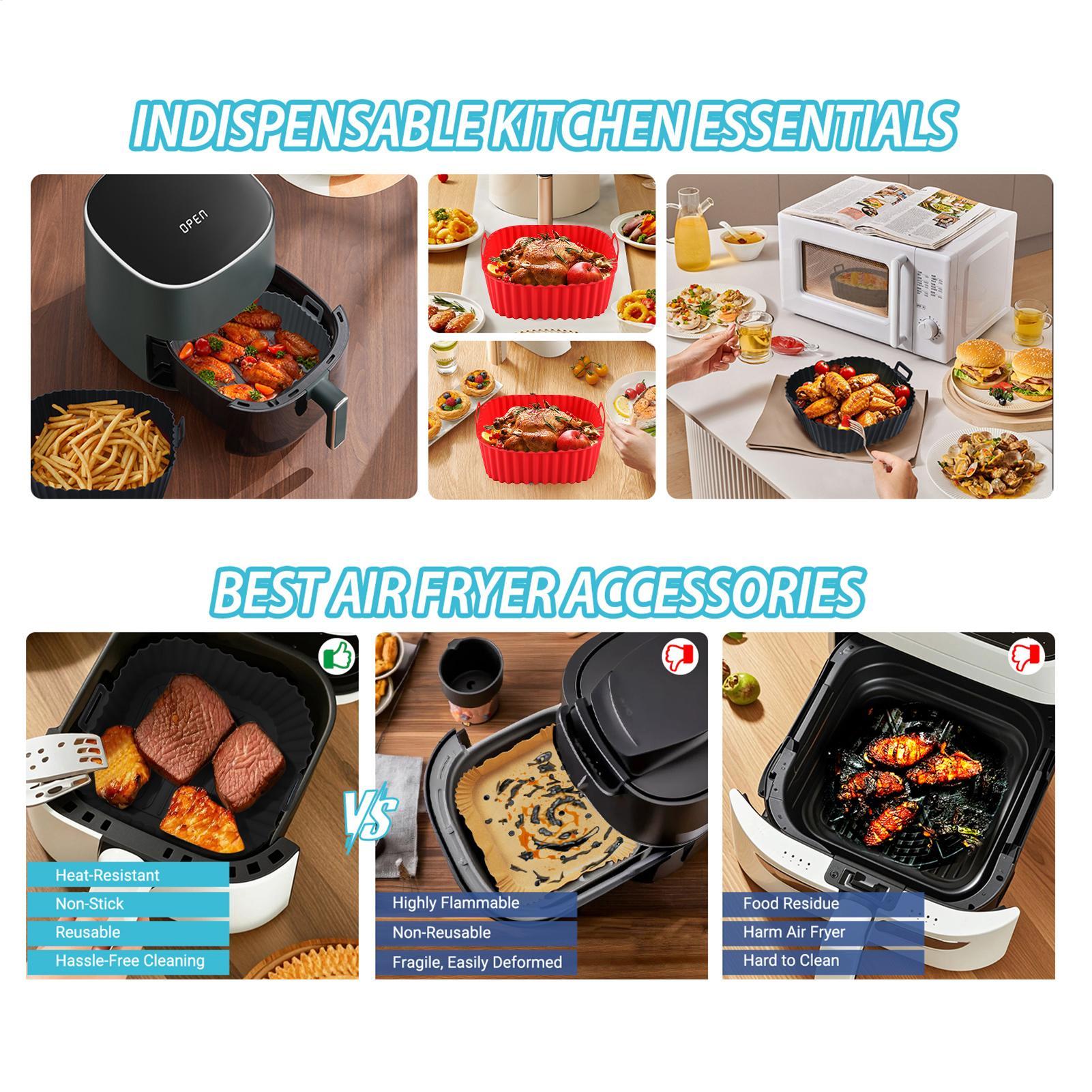 Silicone Air Fryer Liners Pot  - Kitchen Gadgets Men review and price