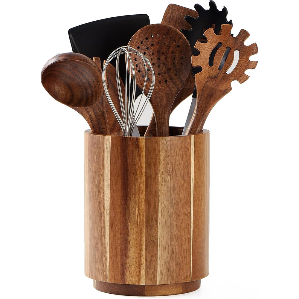 Acacia Wood Utensil Holder for - Kitchen Utensil Holder review and price